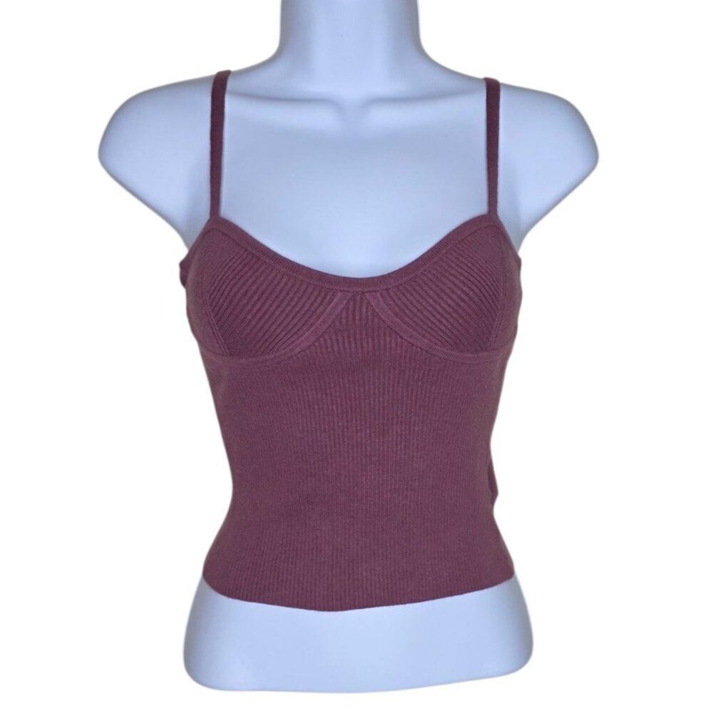 Madewell Strappy Cropped Bustier Tank Top Womens XXS Plum Purple